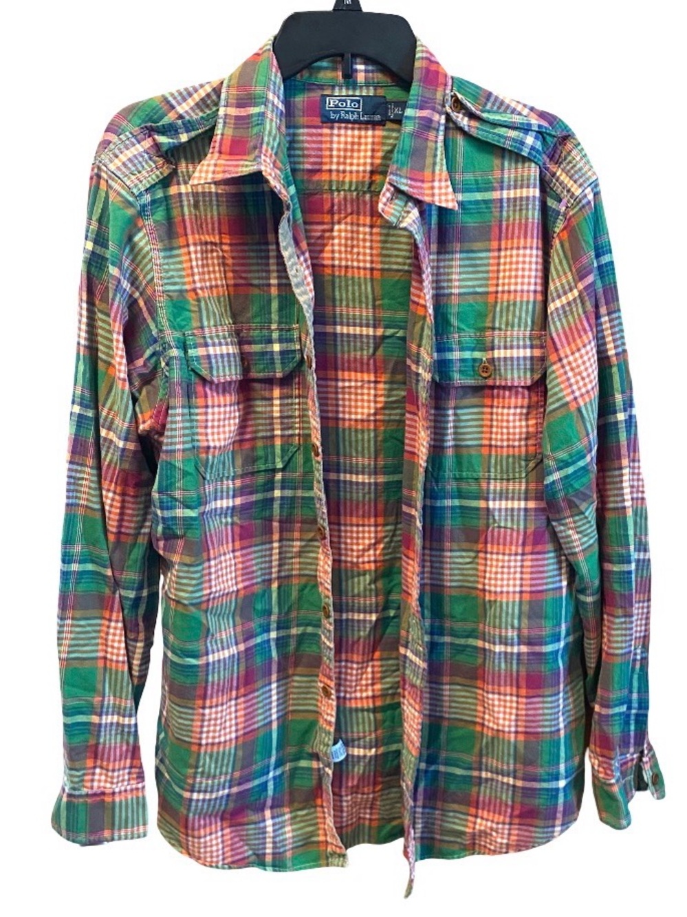 Vintage Polo Ralph Lauren plaid multicolor preppy plaid button-down men’s XL
